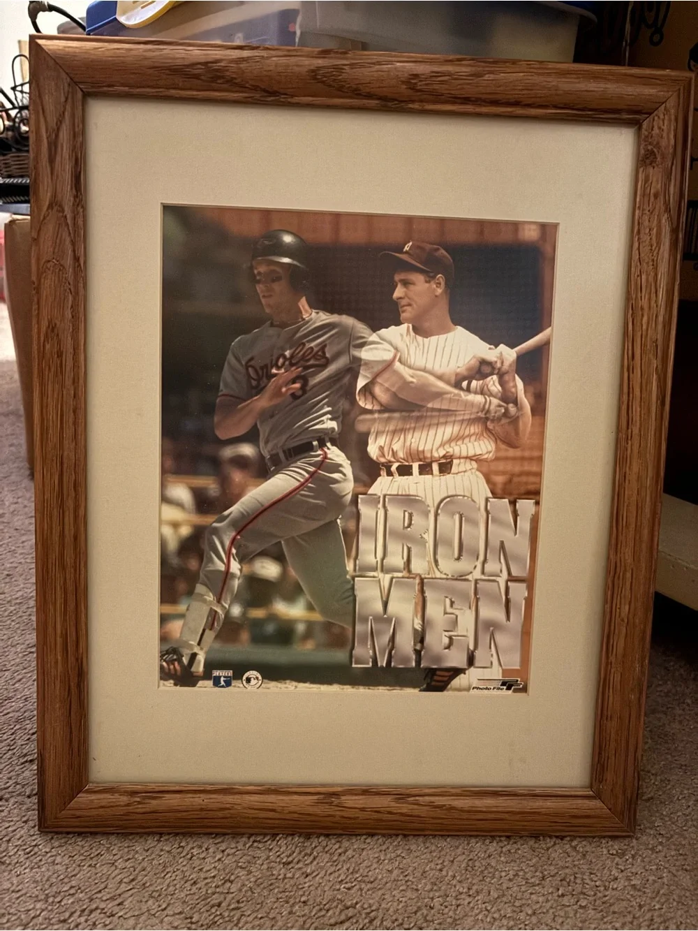 Greats Baseball Print - Beige Mat and Oak Frame